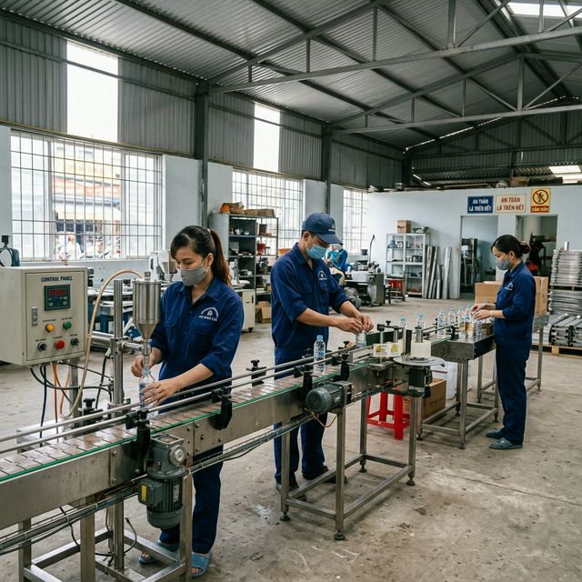 Công nhân vận hành dây chuyền sản xuất